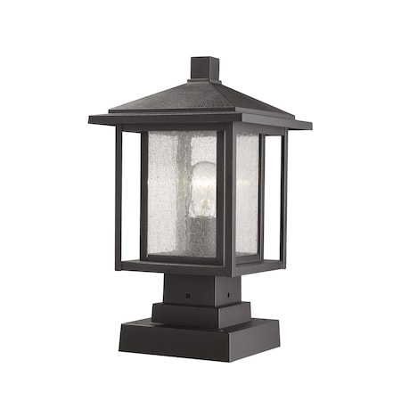 Z-Lite Aspen 1 Light Outdoor Pier Mounted Fixture, Black And Clear Seedy 554PHMS-SQPM-BK